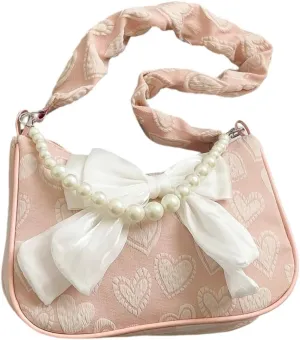 Verdusa Women's Bow Ruched Strap Handbag Elegant Top Handle Chain Crossbody Bag