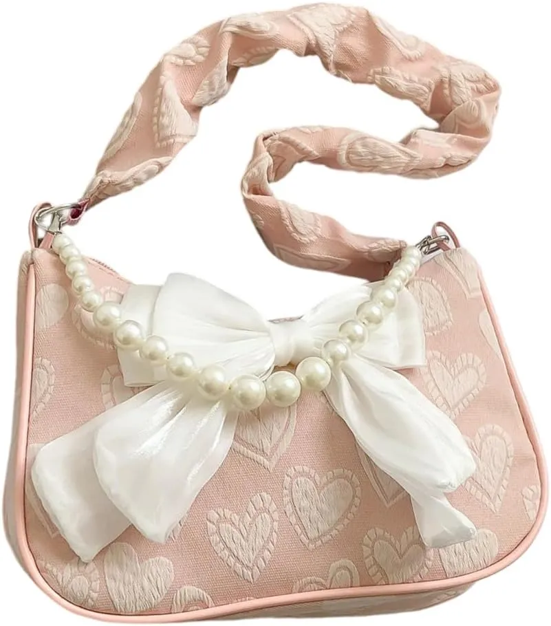 Verdusa Women's Bow Ruched Strap Handbag Elegant Top Handle Chain Crossbody Bag