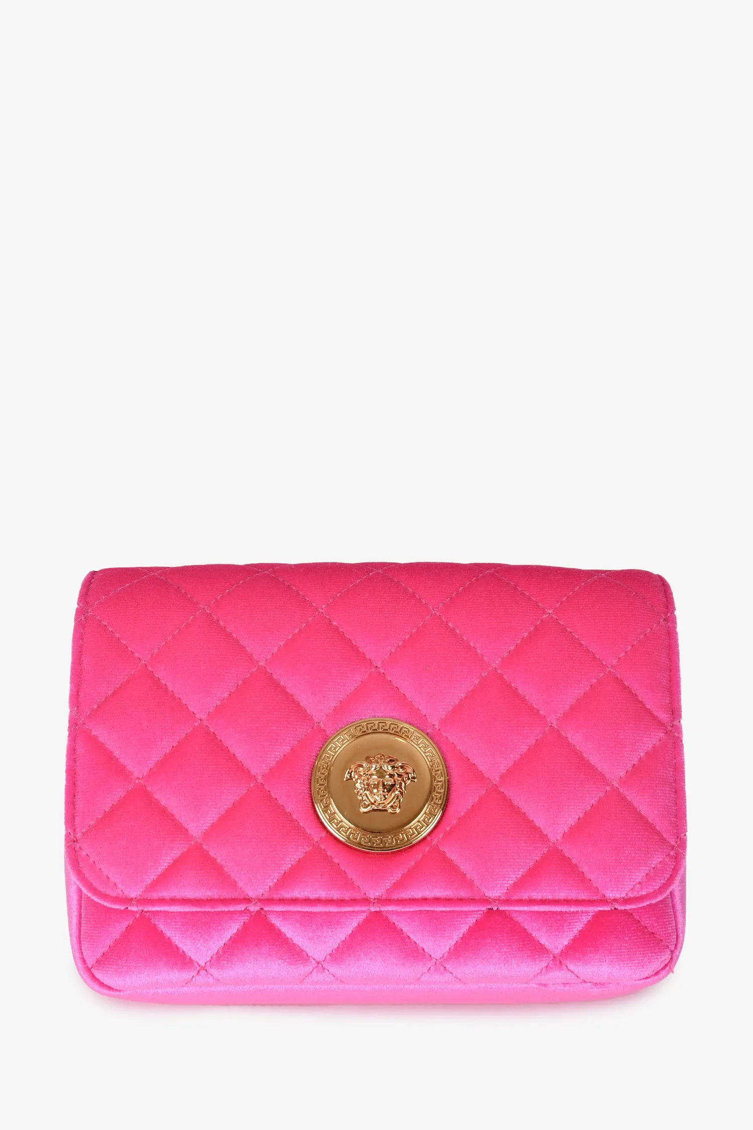 Versace Pink Quilted Velvet Chain Crossbody