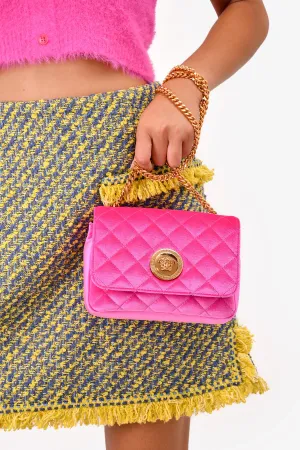 Versace Pink Quilted Velvet Chain Crossbody