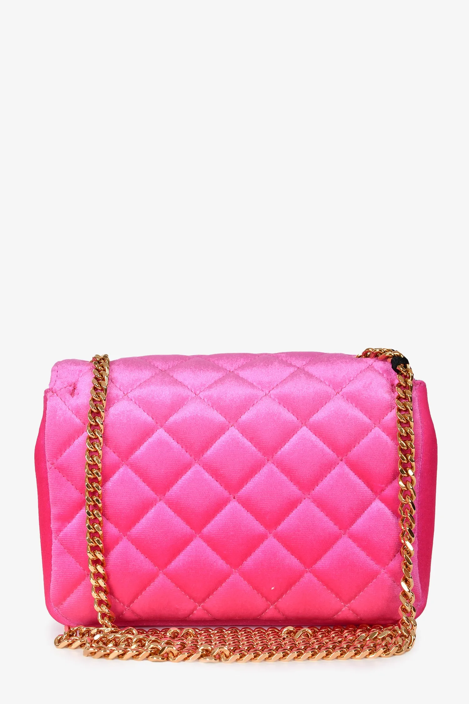 Versace Pink Quilted Velvet Chain Crossbody
