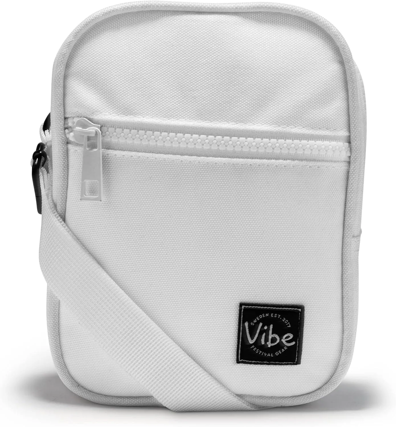 Vibe Festival Gear Small Crossbody Sling Bag for Women Men 5in1 Multi-Use from (rPET) Recycled Polyester Belt Bag Cross Body Backpack Fanny Pack Purse - White
