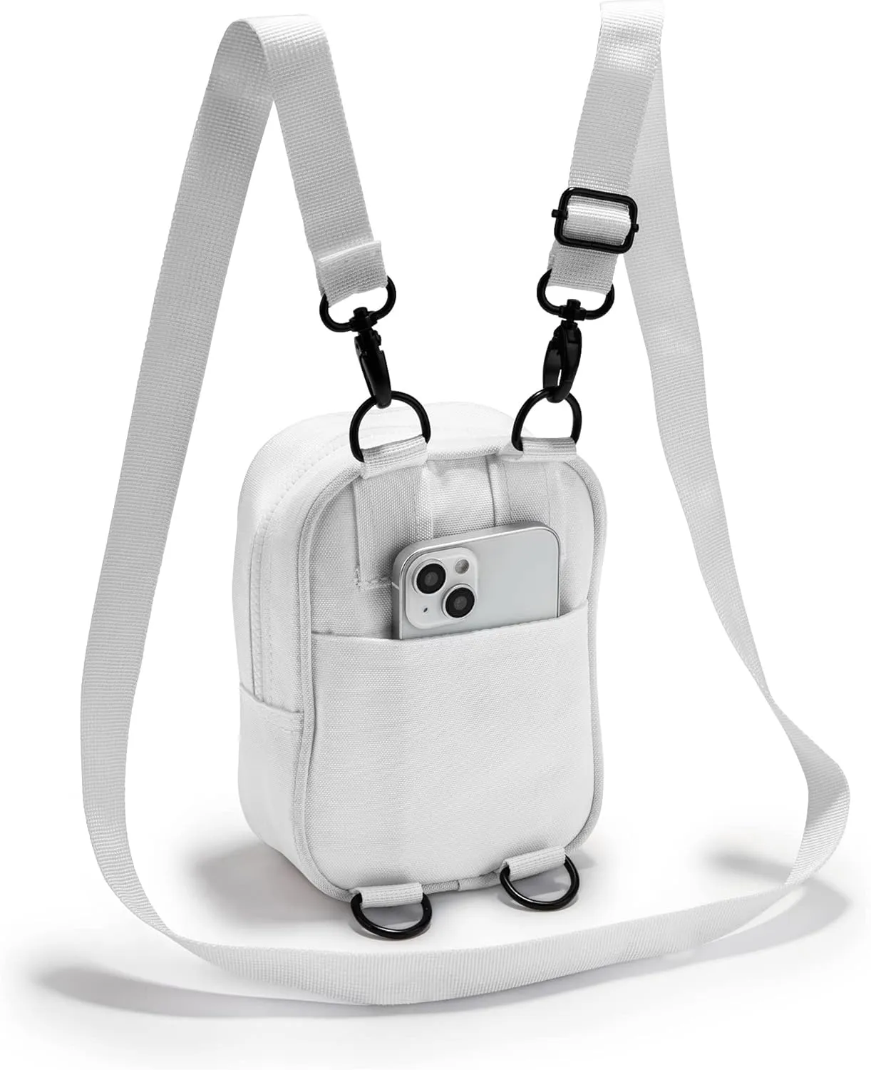 Vibe Festival Gear Small Crossbody Sling Bag for Women Men 5in1 Multi-Use from (rPET) Recycled Polyester Belt Bag Cross Body Backpack Fanny Pack Purse - White