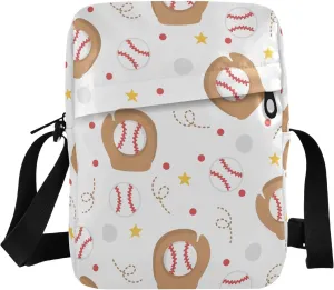 VIGTRO Small Messenger Bag Purse, Baseball Glove Cartoon Mini Crossbody Bag with Adjustable Strap for Women Men, Small Shoulder Bag for Travel Outdoor Sports