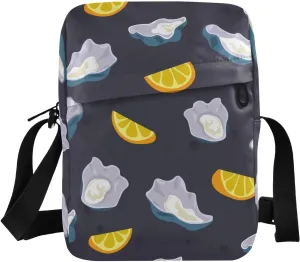 VIGTRO Small Messenger Bag Purse, Oyster Slice Lemon Mini Crossbody Bag with Adjustable Strap for Women Men, Small Shoulder Bag for Travel Outdoor Sports