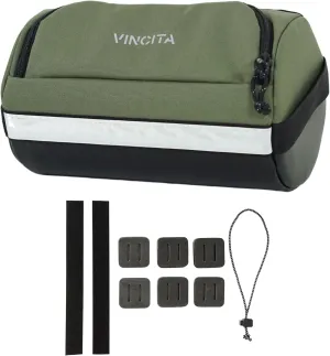 Vincita Everywhere Bike Handlebar Bag – Bicycle Front Bag with Foam Spacer Kit – Bikepacking Handlebar Bag for Road, Mountain, Touring, and Gravel Bikes – Cycling accessories (Green)