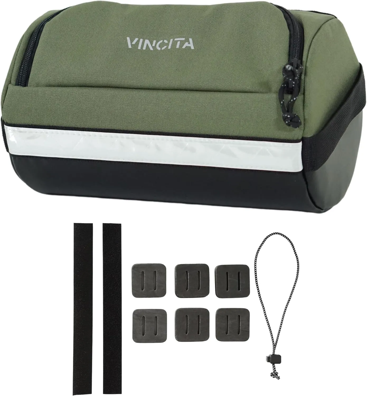 Vincita Everywhere Bike Handlebar Bag – Bicycle Front Bag with Foam Spacer Kit – Bikepacking Handlebar Bag for Road, Mountain, Touring, and Gravel Bikes – Cycling accessories (Green)