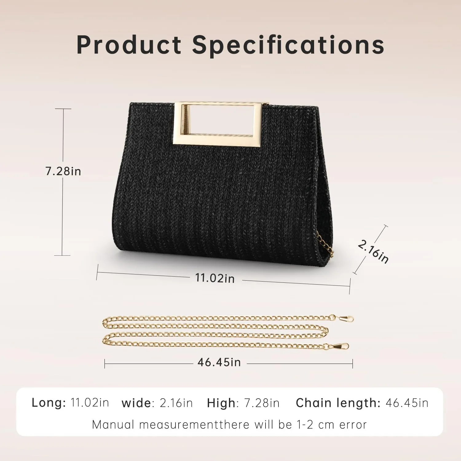 WALLYN'S Clutch Purse for Women PU Leather/Straw Evening Party Metal Grip Cut it out Handbag with Shoulder Chain Strap