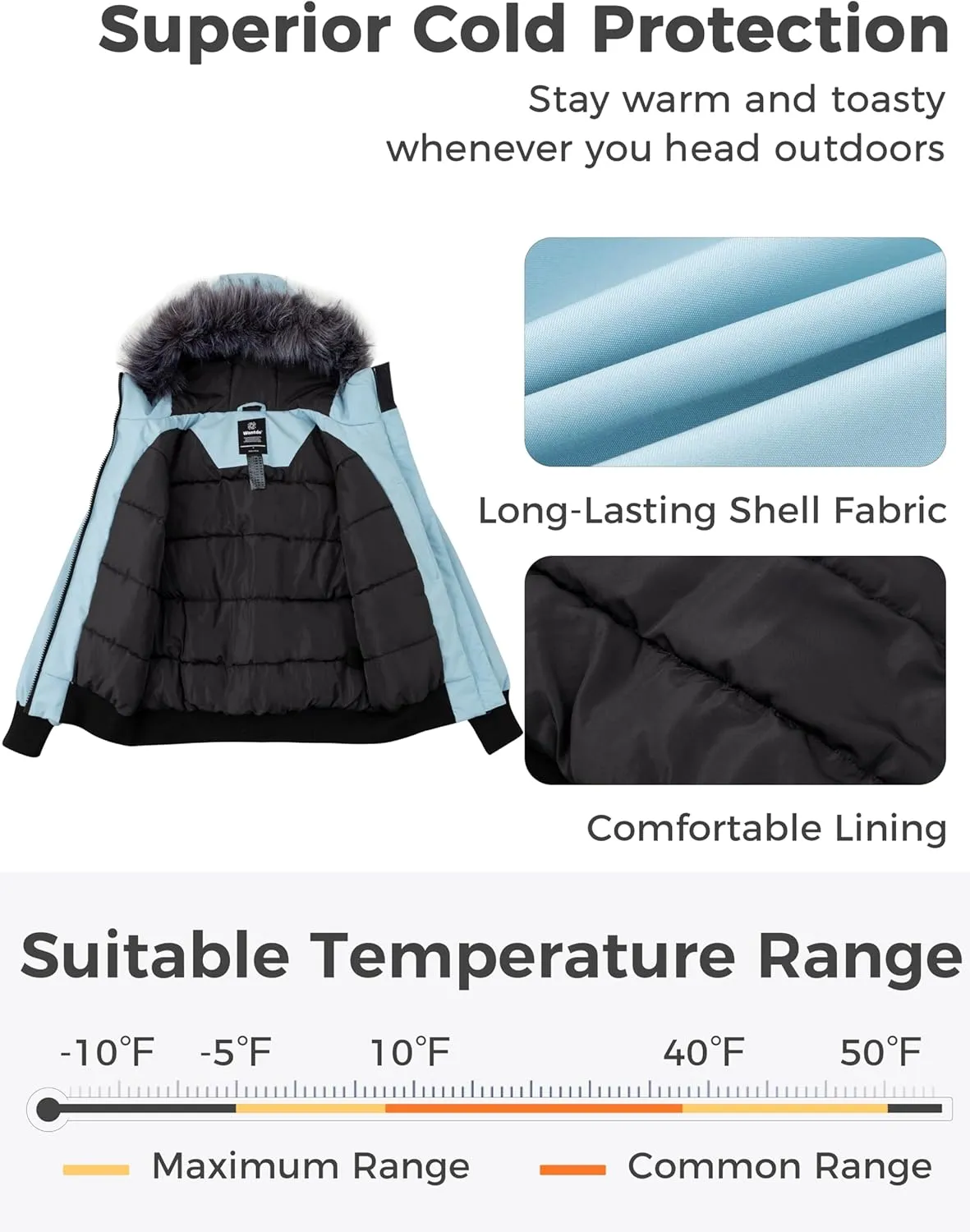 wantdo Women's Thicken Hooded Winter Coat Puffer Jacket Short Warm Parka with Hood