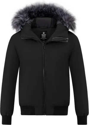 wantdo Women's Thicken Hooded Winter Coat Puffer Jacket Short Warm Parka with Hood