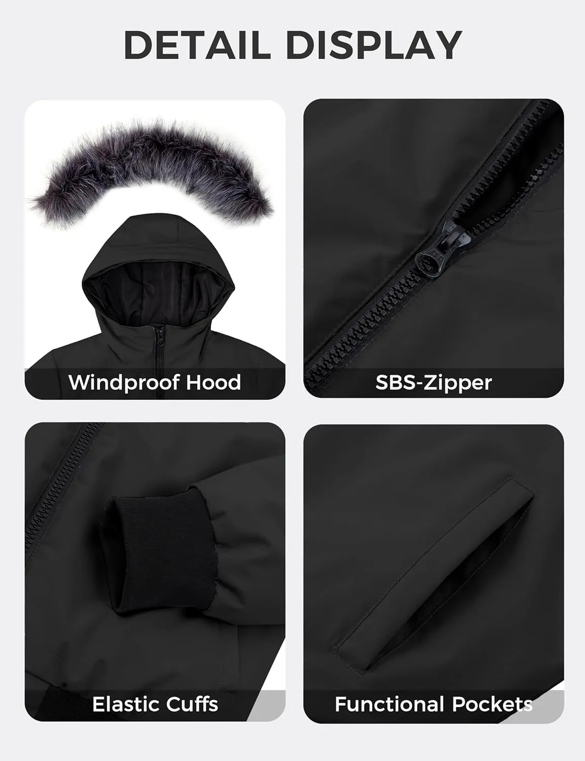 wantdo Women's Thicken Hooded Winter Coat Puffer Jacket Short Warm Parka with Hood