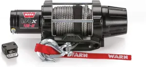 WARN 101040 VRX 45-S Powersports Winch with Handlebar Mounted Switch and Synthetic Rope: 1/4" Diameter x 50' Length, 2.25 Ton (4,500 lb) Capacity