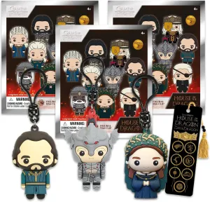 WARNER BROS PICTURES Game of Thrones Mystery Minis - Game of Thrones Party Favors Bundle Includes 3 Mystery House of the Dragon Foam Bag Clips | Game of Thrones Accessories.