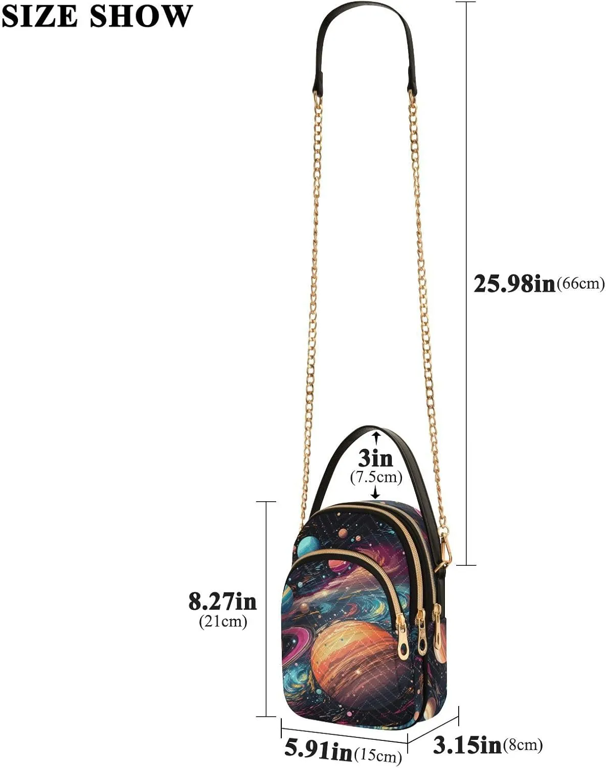 Watercolor Floral Border Women Crossbody Handbag, Crossbody Handbag with Chain Strap, Crossbody for Women Trendy