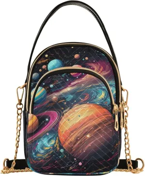 Watercolor Floral Border Women Crossbody Handbag, Crossbody Handbag with Chain Strap, Crossbody for Women Trendy