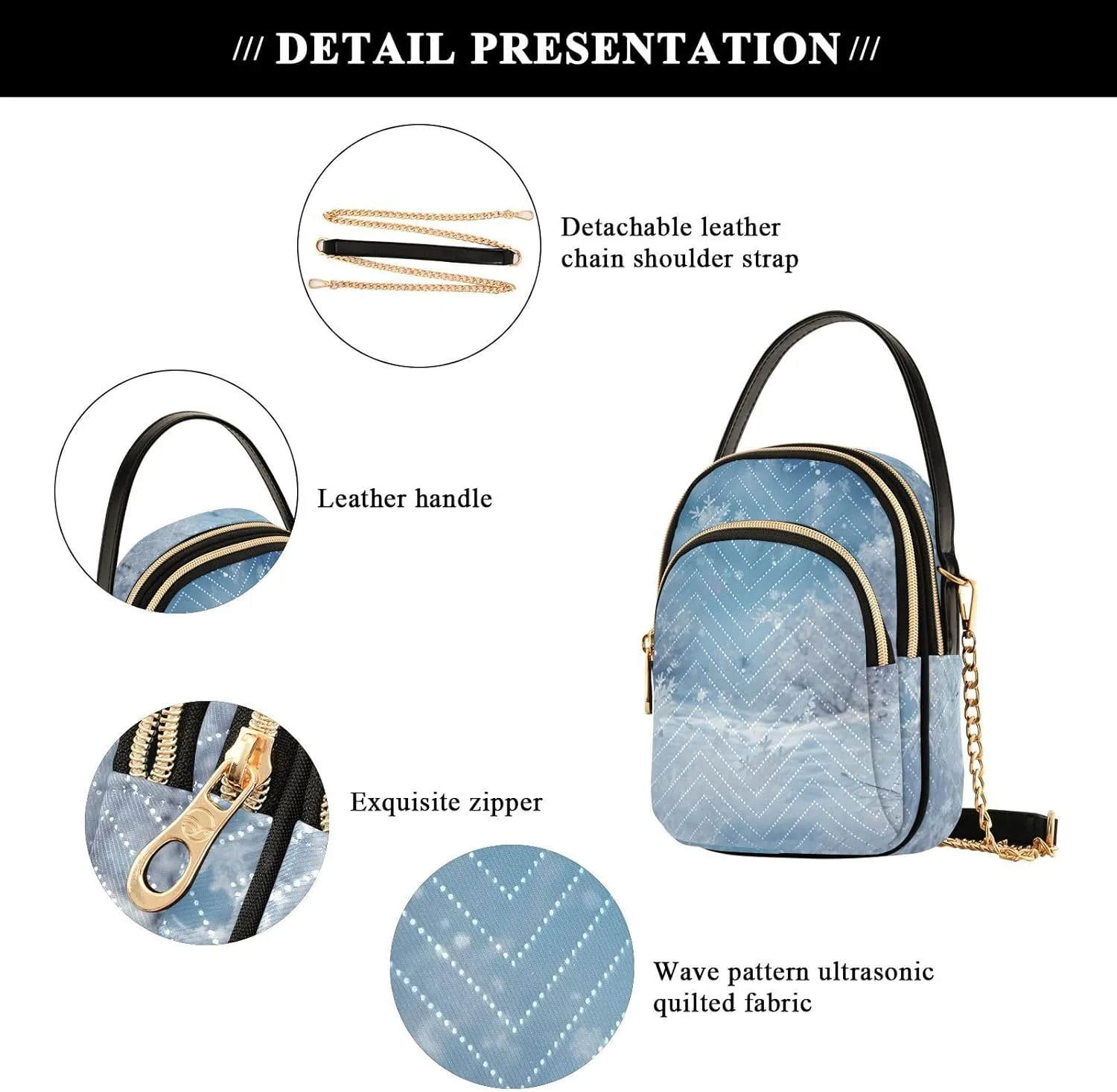 Watercolor Trees in Autumn with River Shoulder Handbag, Trendy Crossbody Purses Removable Strap Crossbody