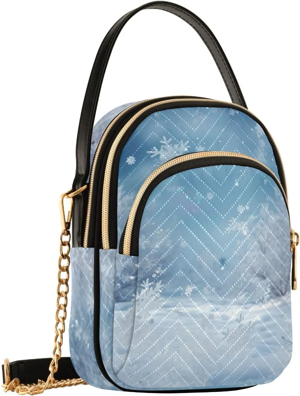 Watercolor Trees in Autumn with River Shoulder Handbag, Trendy Crossbody Purses Removable Strap Crossbody