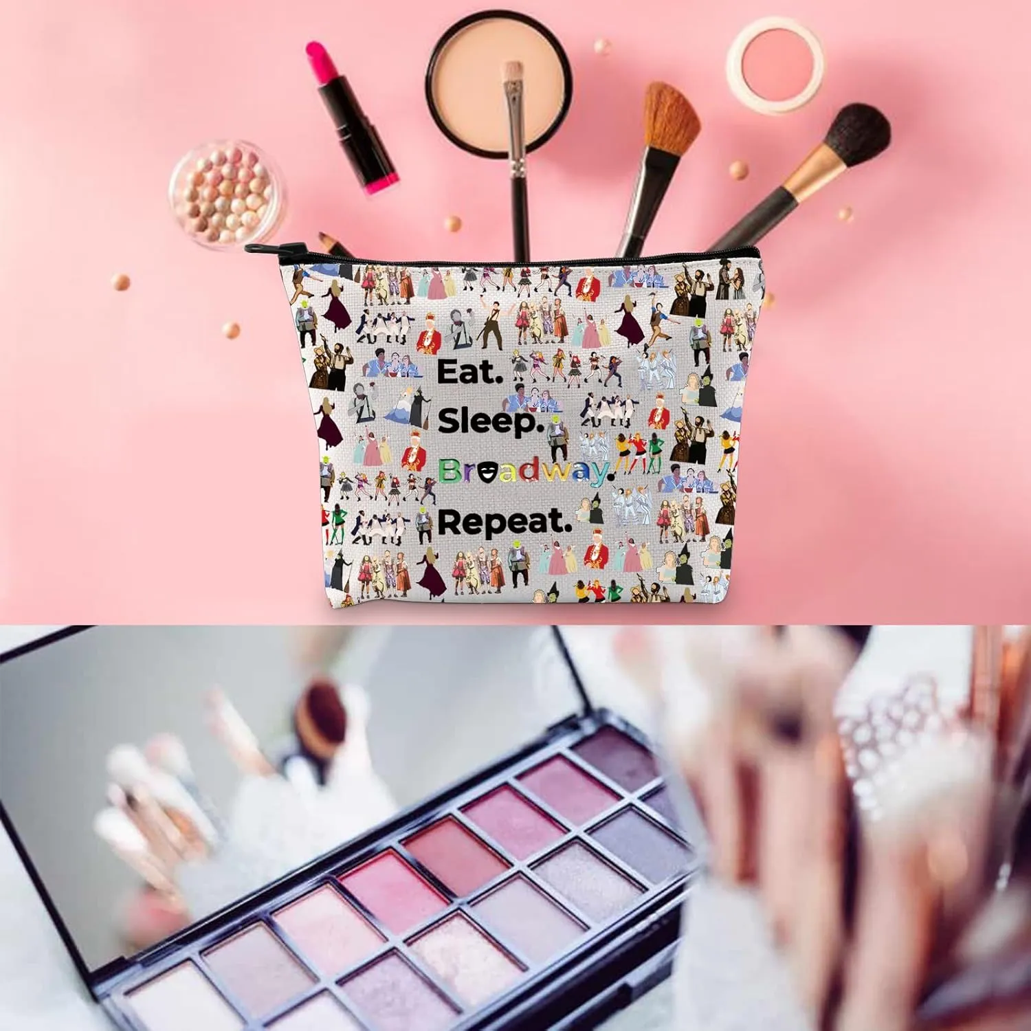 WCGXKO Musical Lover Gift Musical Character Zipper Pouch Makeup Bag(SLEEP B)