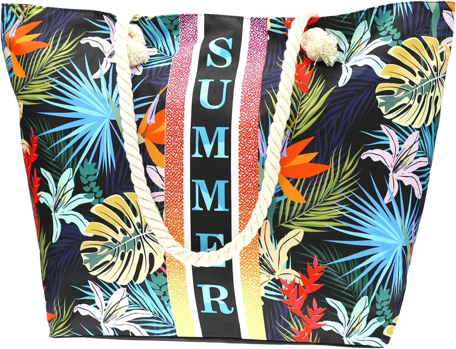 We We Large Beach Tote bag for Women Canvas Straw Tavel Tote Bag Waterproof Shoulder Bag Handbag for Gym Swim