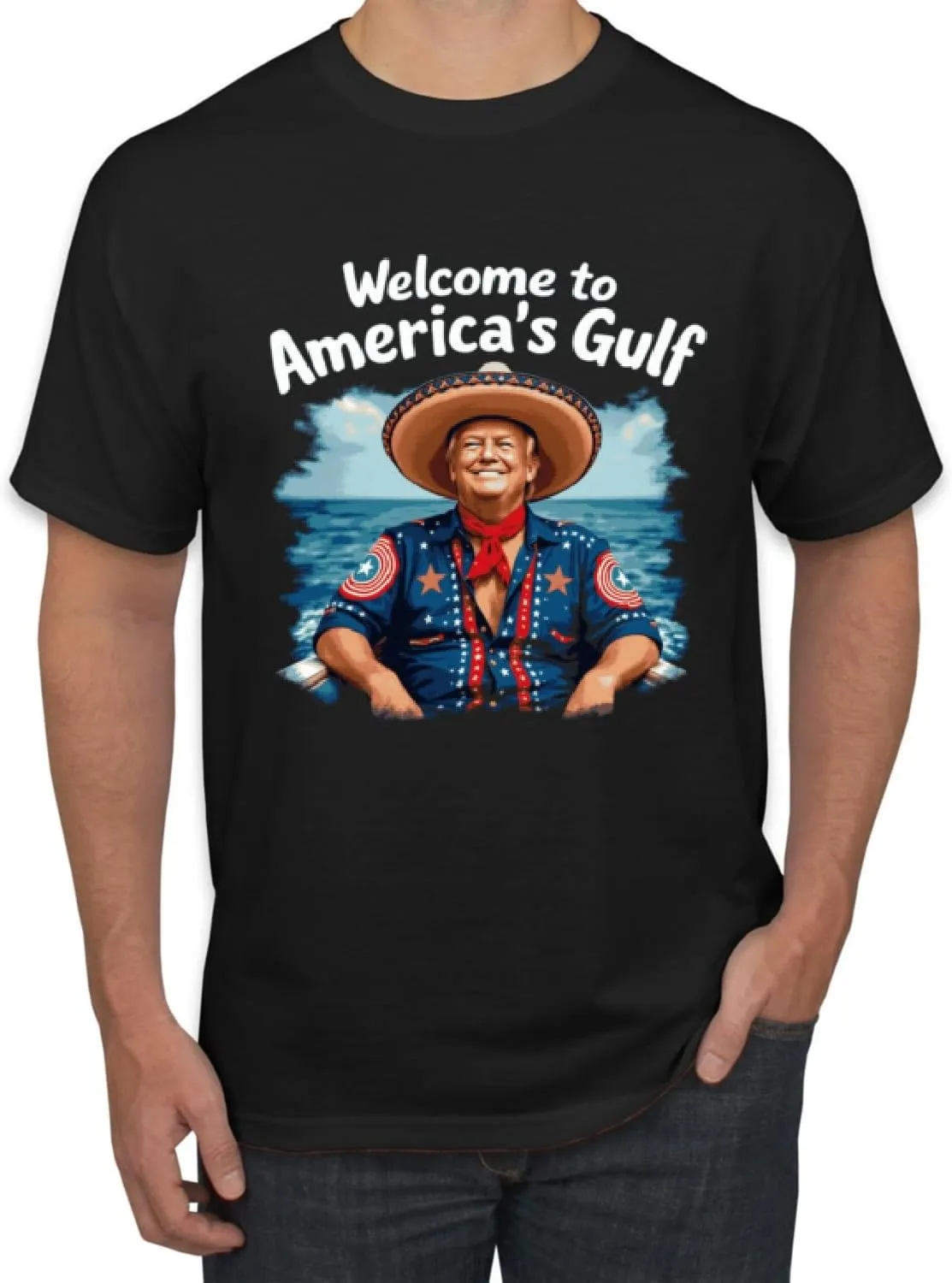 Welcome to America's Gulf Funny USA President Mexico Political Men's T-Shirt