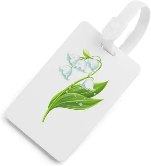 White Lily of The Valley Flower Luggage Tags Suitcase Tag TPU Baggage Tags Travel Bag Holder for Men Women White-Style