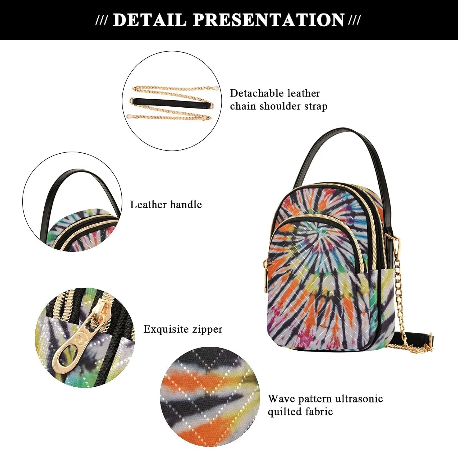 White Marble Texture Quilted Women's Crossbody Purse, Crossbody Tote Bag Phone Wallet Purse