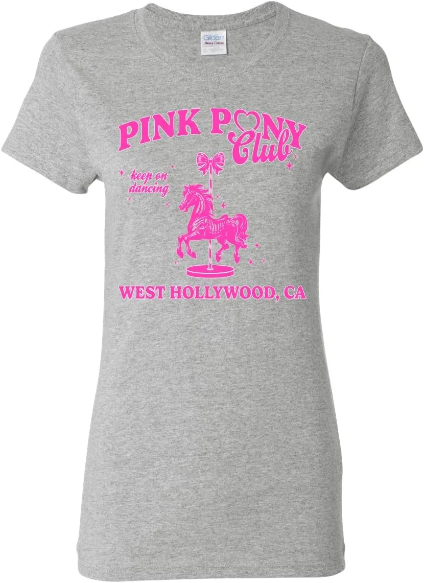 Wild Bobby Pink Pony Club West Hollywood California Logo | Fan Lyrics Music Concert Merch Womens T-Shirt