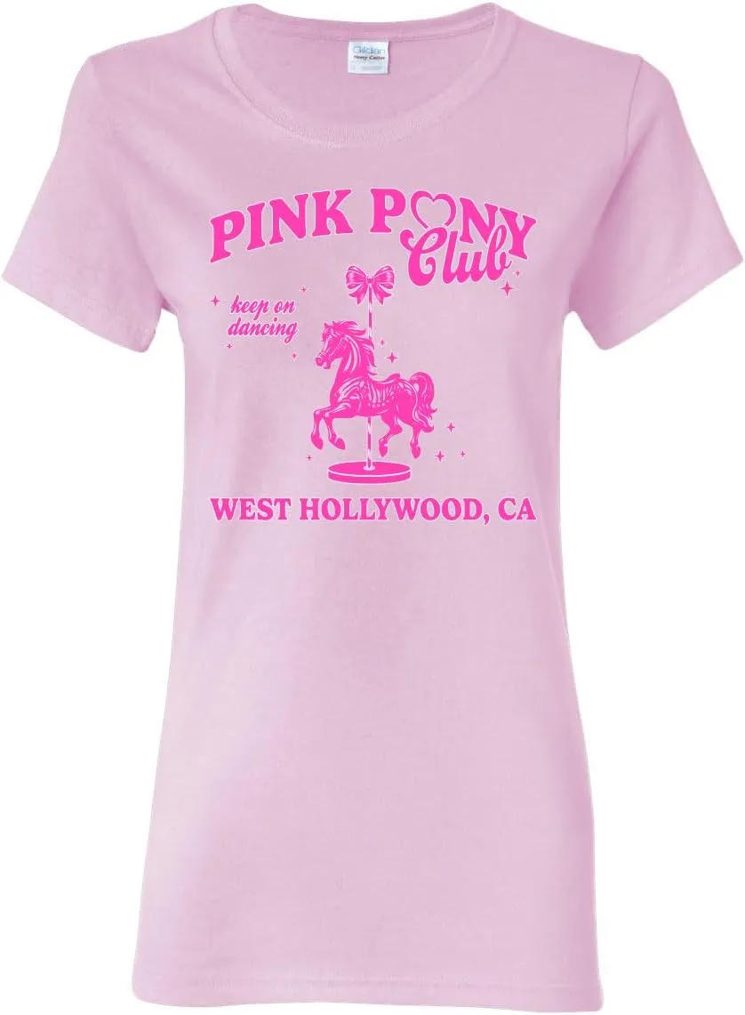 Wild Bobby Pink Pony Club West Hollywood California Logo | Fan Lyrics Music Concert Merch Womens T-Shirt