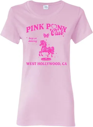 Wild Bobby Pink Pony Club West Hollywood California Logo | Fan Lyrics Music Concert Merch Womens T-Shirt