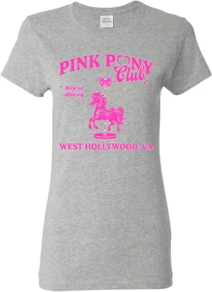 Wild Bobby Pink Pony Club West Hollywood California Logo | Fan Lyrics Music Concert Merch Womens T-Shirt