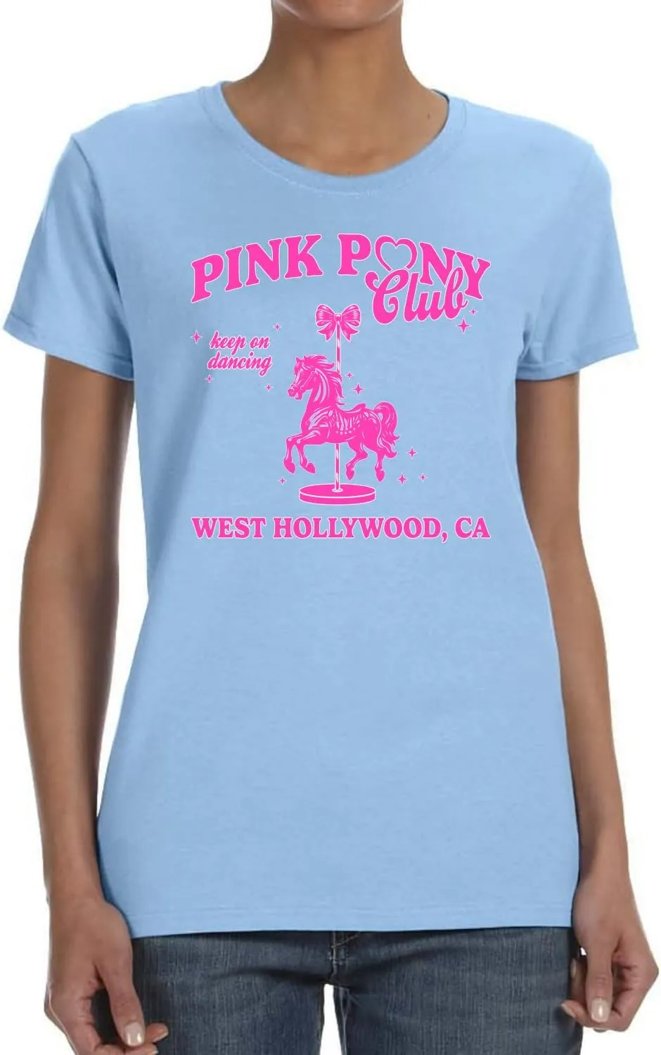 Wild Bobby Pink Pony Club West Hollywood California Logo | Fan Lyrics Music Concert Merch Womens T-Shirt