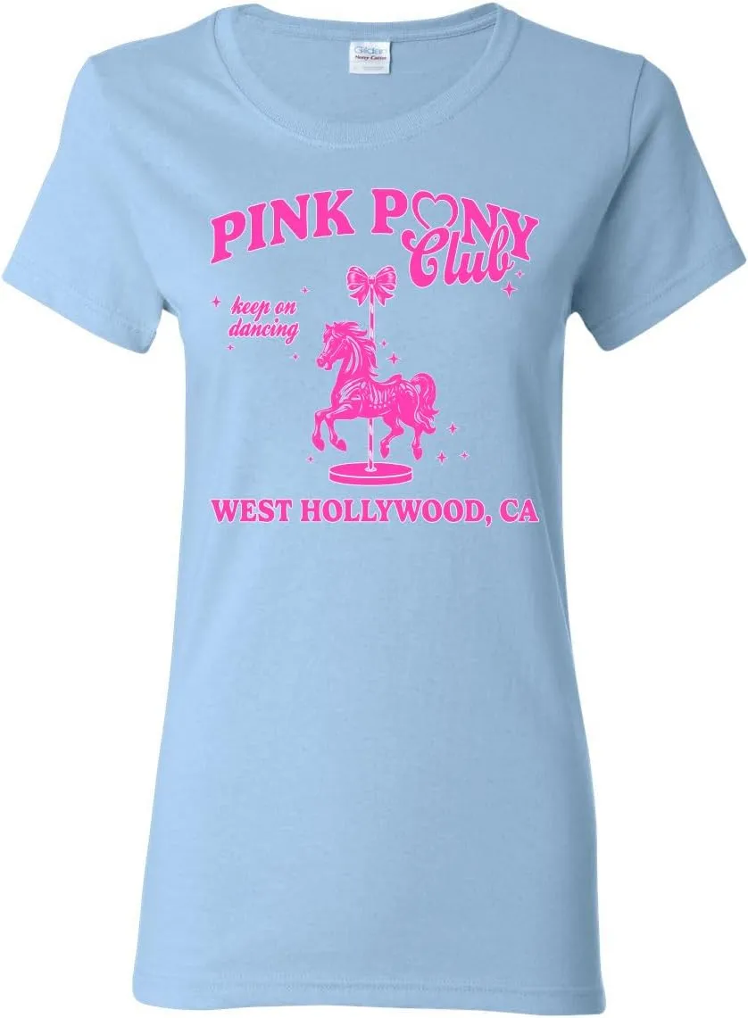 Wild Bobby Pink Pony Club West Hollywood California Logo | Fan Lyrics Music Concert Merch Womens T-Shirt