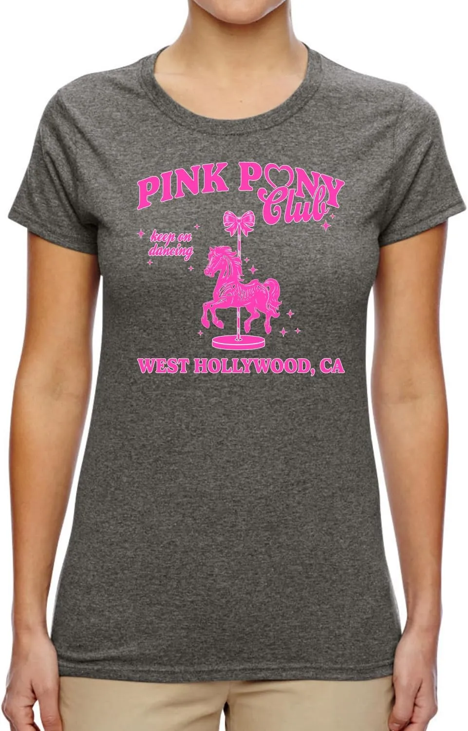 Wild Bobby Pink Pony Club West Hollywood California Logo | Fan Lyrics Music Concert Merch Womens T-Shirt