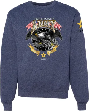 Wild Bobby U.S. Army Eagle Loyalty & Respect Armed Forces American Sleeve Flag Unisex Crewneck Sweatshirt