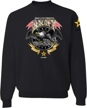 Wild Bobby U.S. Army Eagle Loyalty & Respect Armed Forces American Sleeve Flag Unisex Crewneck Sweatshirt