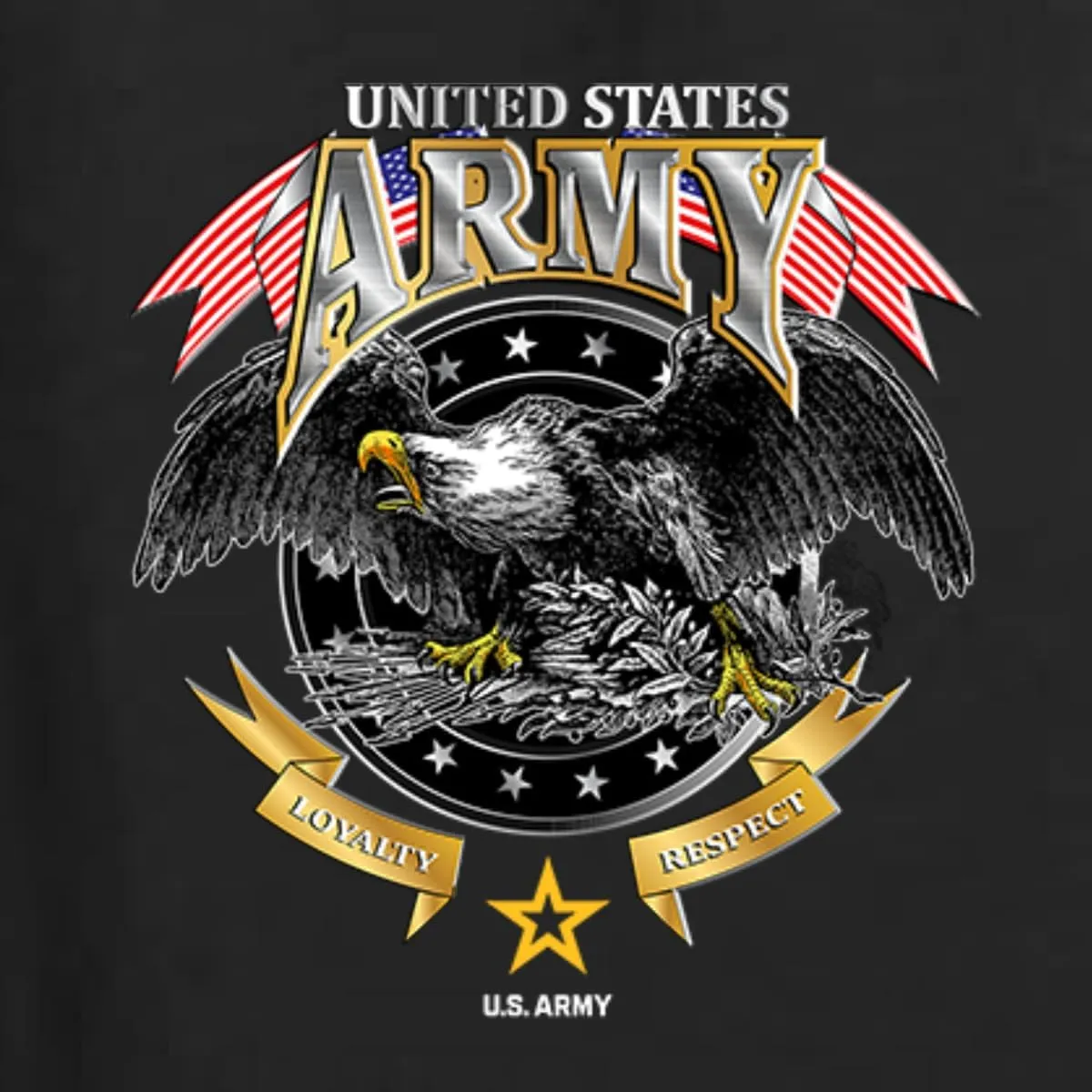 Wild Bobby U.S. Army Eagle Loyalty & Respect Armed Forces American Sleeve Flag Unisex Crewneck Sweatshirt