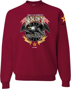 Wild Bobby U.S. Army Eagle Loyalty & Respect Armed Forces American Sleeve Flag Unisex Crewneck Sweatshirt