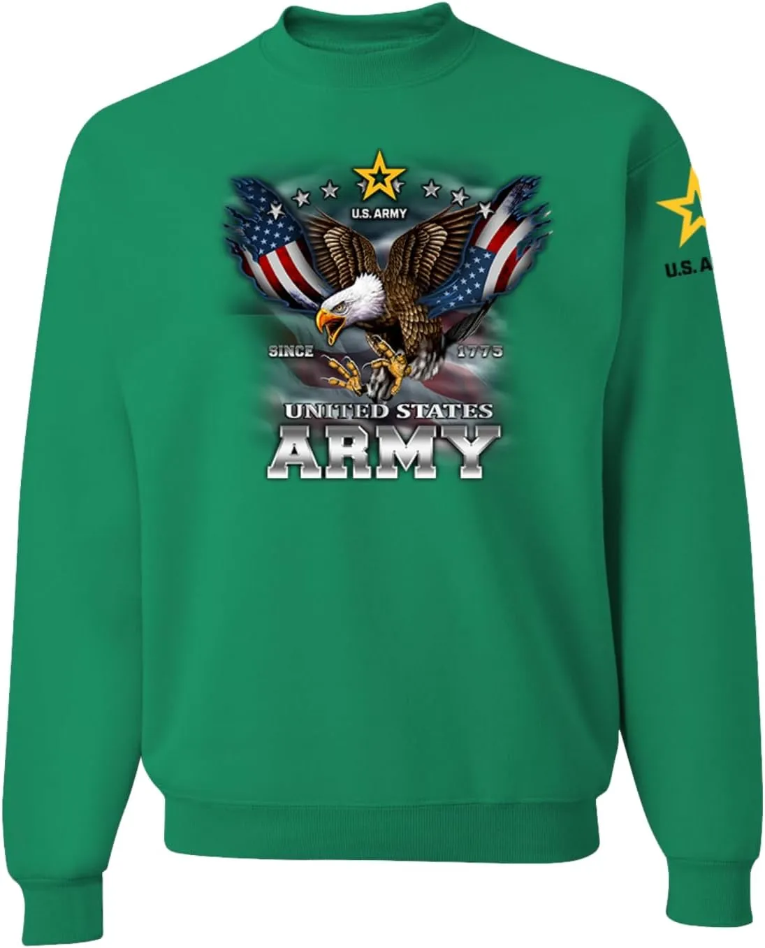 Wild Bobby U.S. Army Eagle Since 1775 Armed Forces American Sleeve Flag Unisex Crewneck Sweatshirt