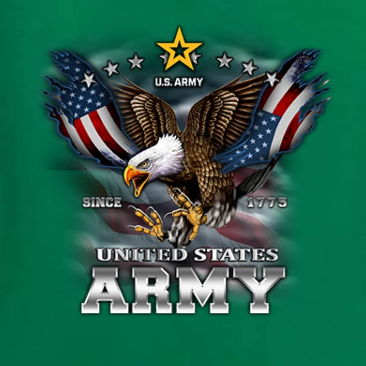 Wild Bobby U.S. Army Eagle Since 1775 Armed Forces American Sleeve Flag Unisex Crewneck Sweatshirt