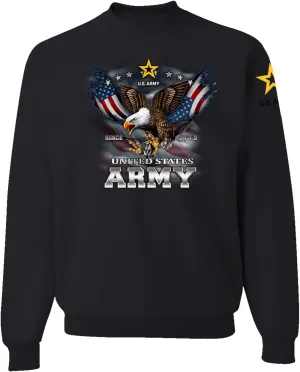 Wild Bobby U.S. Army Eagle Since 1775 Armed Forces American Sleeve Flag Unisex Crewneck Sweatshirt