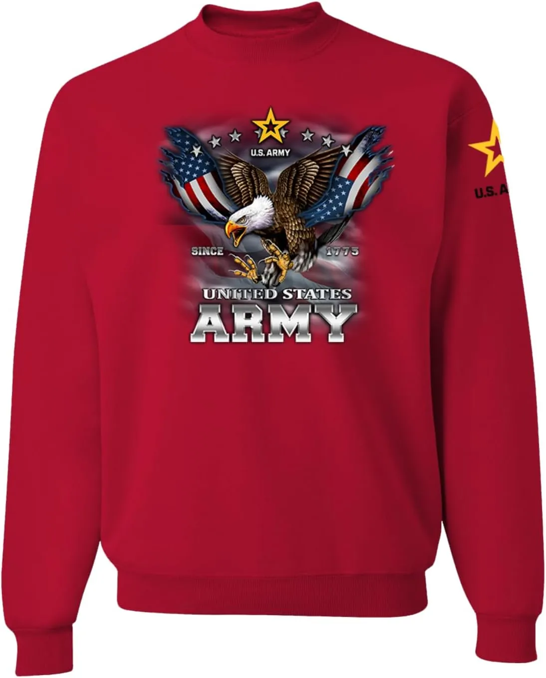 Wild Bobby U.S. Army Eagle Since 1775 Armed Forces American Sleeve Flag Unisex Crewneck Sweatshirt