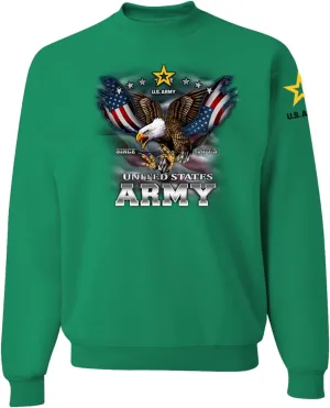 Wild Bobby U.S. Army Eagle Since 1775 Armed Forces American Sleeve Flag Unisex Crewneck Sweatshirt