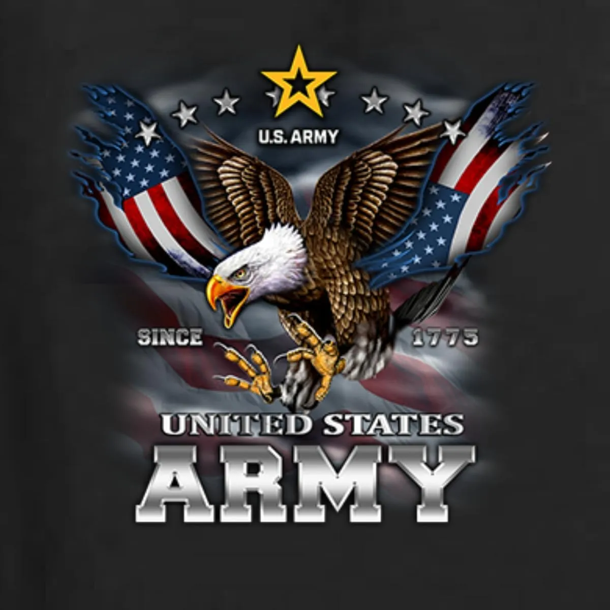 Wild Bobby U.S. Army Eagle Since 1775 Armed Forces American Sleeve Flag Unisex Crewneck Sweatshirt