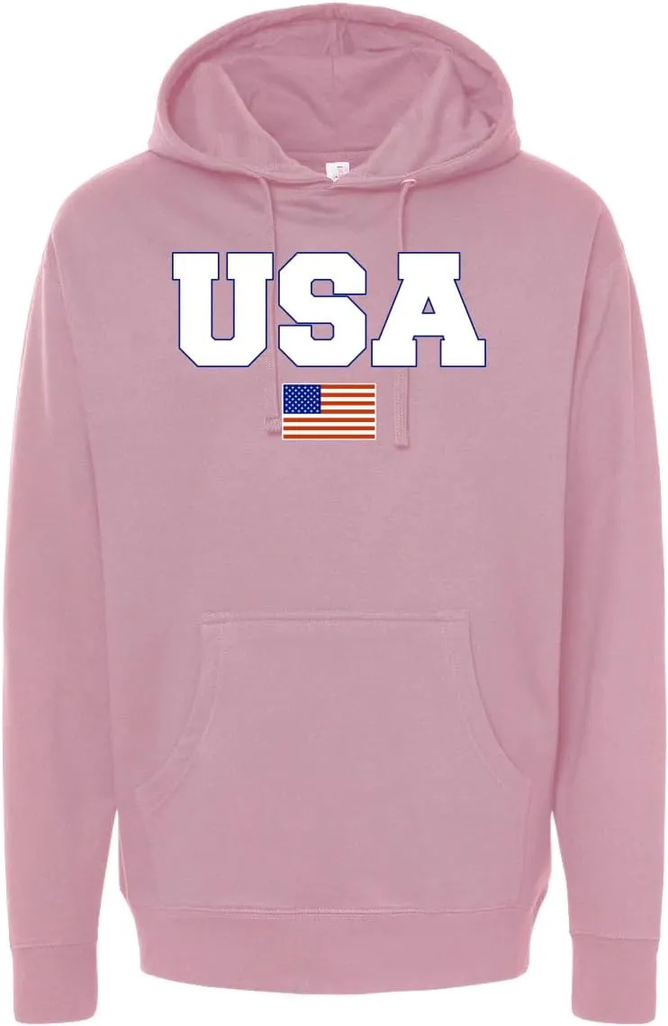 Wild Bobby Vintage Varsity Letters USA Flag Americana/American Pride Midweight Crewneck Sweatshirt