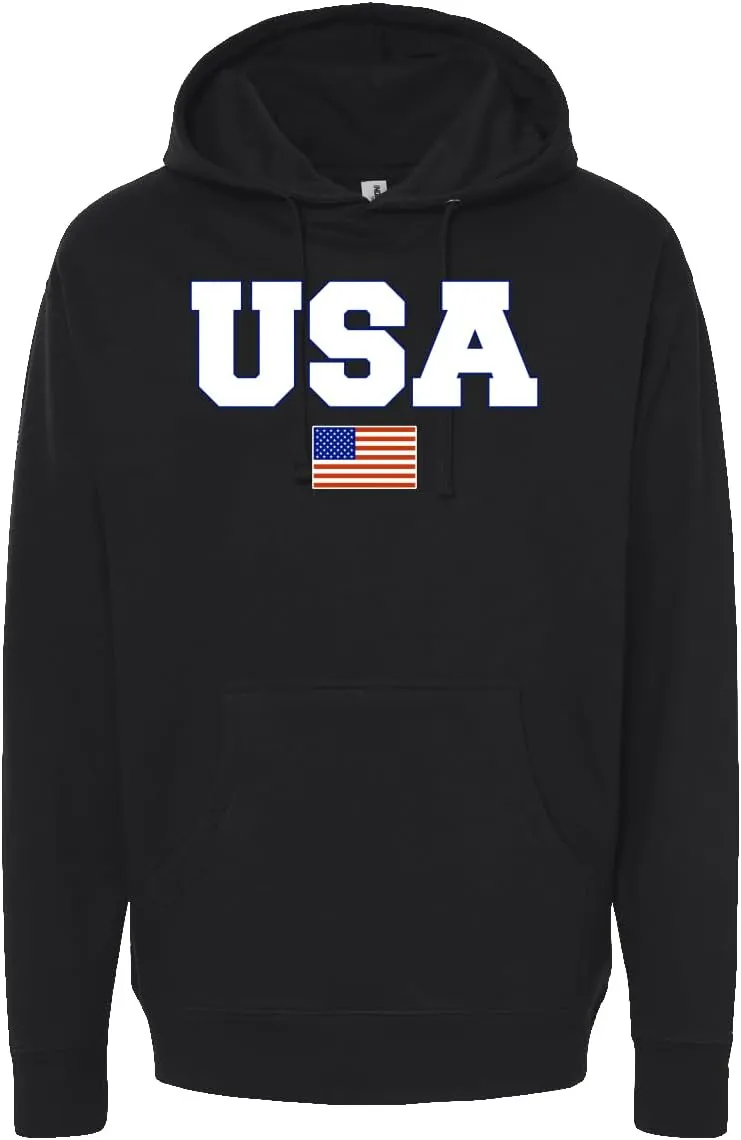 Wild Bobby Vintage Varsity Letters USA Flag Americana/American Pride Midweight Crewneck Sweatshirt