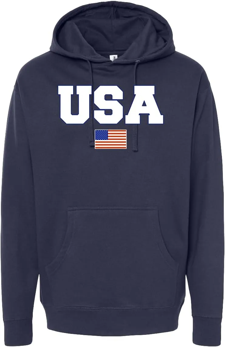 Wild Bobby Vintage Varsity Letters USA Flag Americana/American Pride Midweight Crewneck Sweatshirt