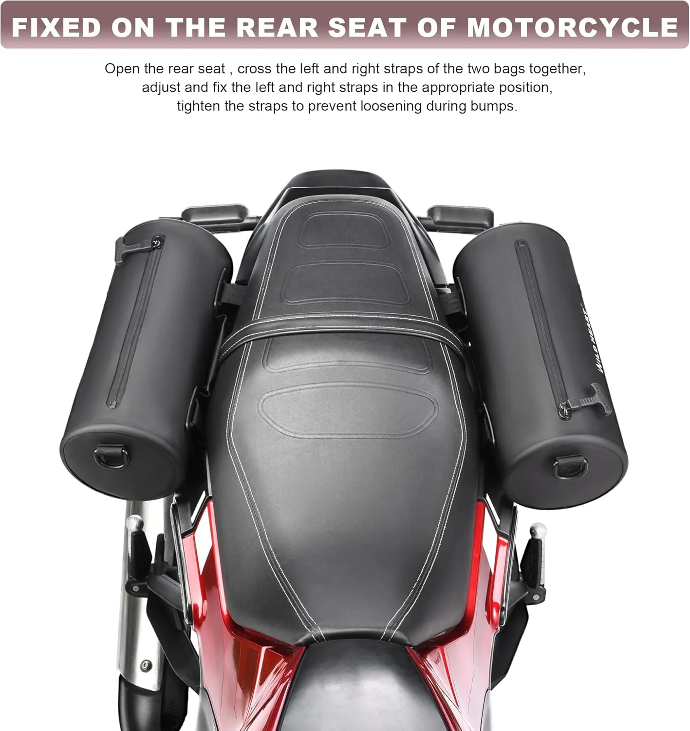 WILD HEART Motorcycle Handlebar Bag Motorcycle Small Bag Side Bag Waterproof with Shoulder Strap Compatible with Mini Bike Travel UTV/ATV (Black)
