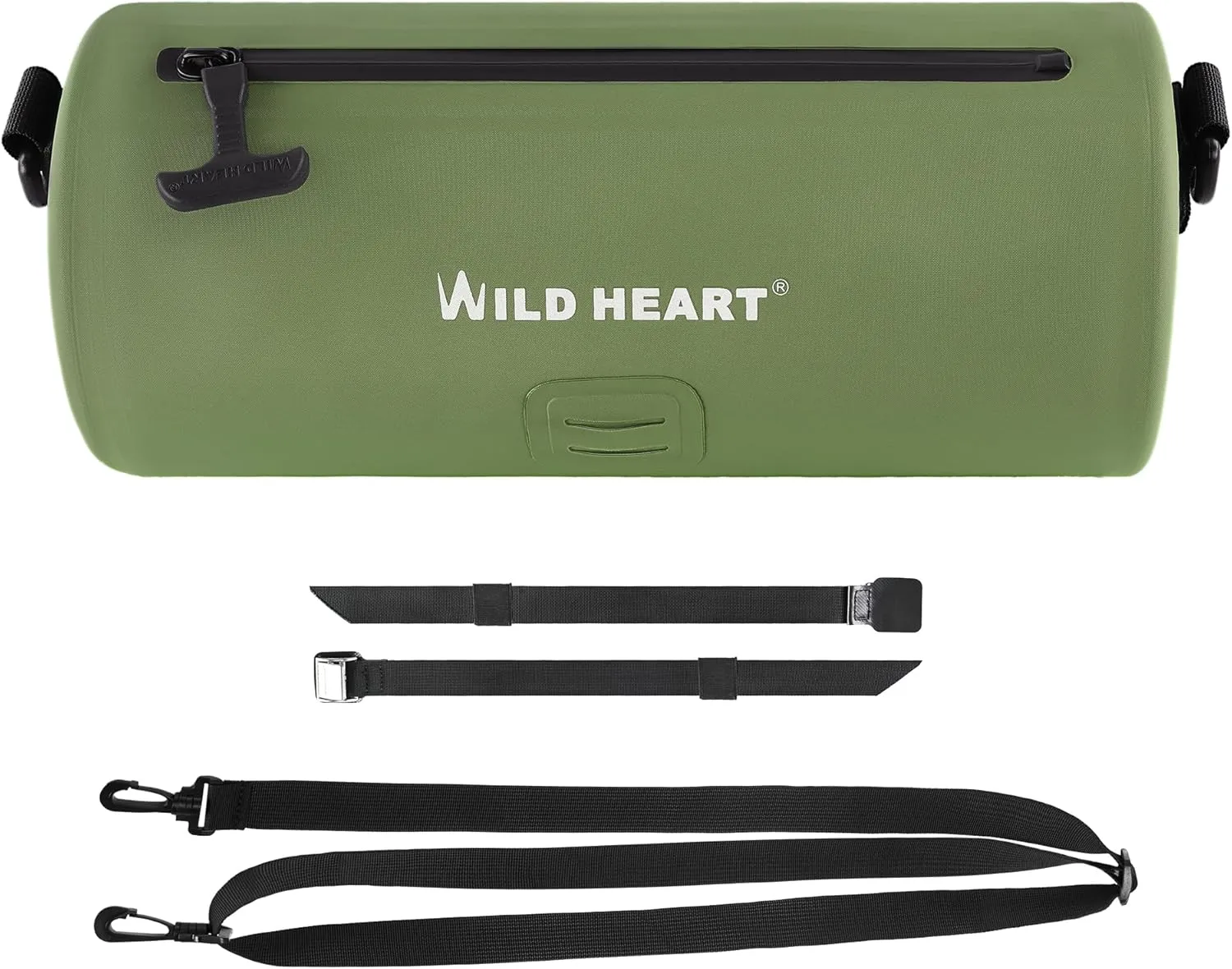 WILD HEART Motorcycle Handlebar Bag Waterproof Motorbike Fork Bag Dirt Bike Handle Bar Bag Universal Bicycle Front Bag Small Tool Bag with Shoulder Strap (Olive Green)
