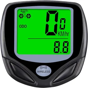 Wireless Bicycle Computer, Waterproof LCD Display Bicycle Speedometer, Bicycle Stopwatch with Green Backlight