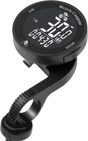 Wireless Bike Computer Meter, Waterproof Backlit Round LCD Display, Outdoor Cycling Equipment Speedometer